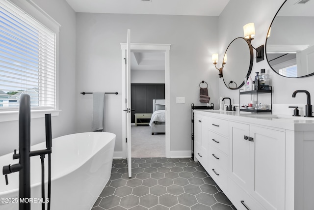 3 Devon Dr, Howell, NJ 07731 - bathroom featuring double vanity, a soaking tub, ensuite bath, and tile patterned flooring