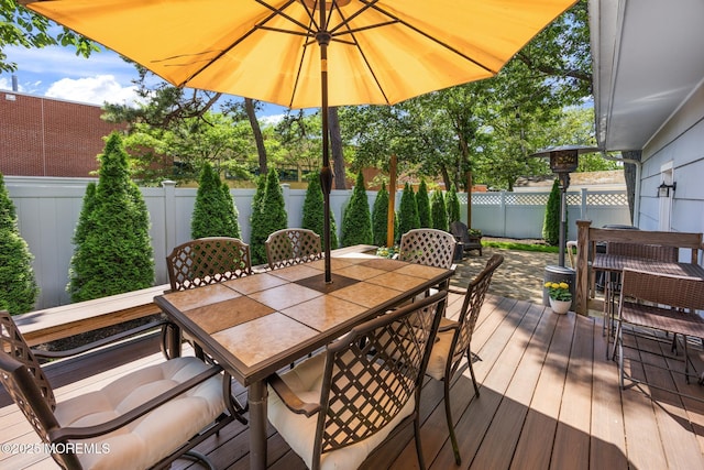 2120 Frances Dr, Point Pleasant, NJ 08742 - wooden terrace featuring outdoor dining area and a fenced backyard