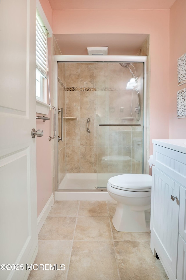 98 Everest S, Brick, NJ 08724 - full bath featuring vanity, a shower stall, and tile patterned floors
