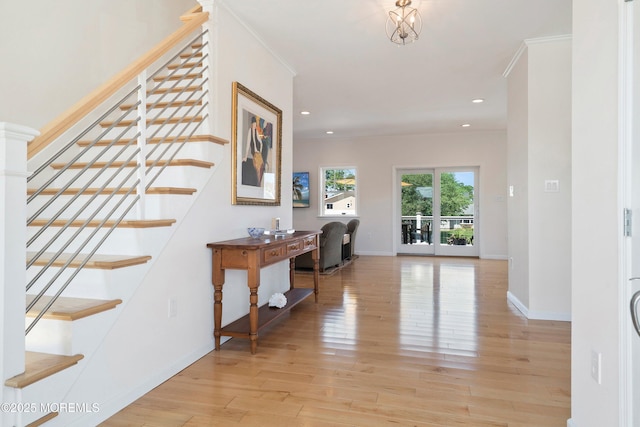 1735 Certainty Dr, Point Pleasant, NJ 08742 - entrance foyer with stairway, wood finished floors, and recessed lighting