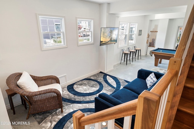 1735 Certainty Dr, Point Pleasant, NJ 08742 - carpeted living room with pool table and baseboards