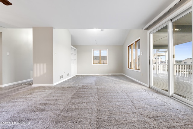 4 W Shrewsbury Dr, Little Egg Harbor, NJ 08087 - carpeted empty room featuring vaulted ceiling and ceiling fan