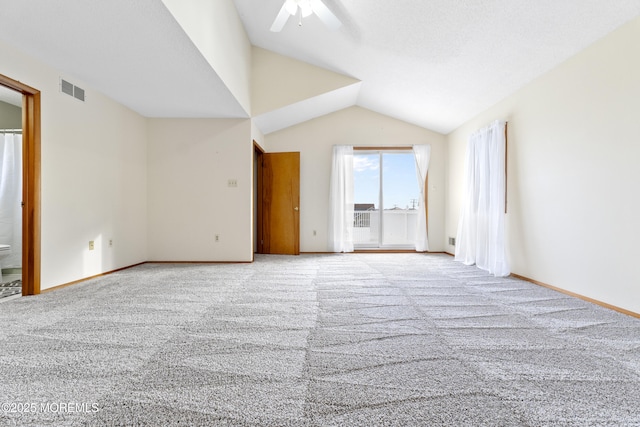 4 W Shrewsbury Dr, Little Egg Harbor, NJ 08087 - unfurnished room featuring a ceiling fan, vaulted ceiling, and carpet