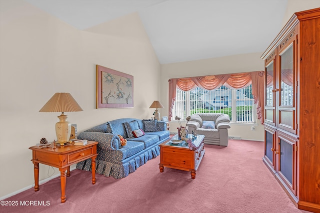 43 Winchester Dr, Howell, NJ 07731 - carpeted living area with baseboards and high vaulted ceiling