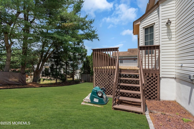 43 Winchester Dr, Howell, NJ 07731 - view of green lawn with a wooden deck
