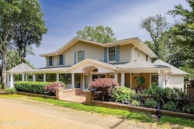 34 Sea View Ter, Highlands, NJ 07732 - view of front of property with a porch and a shingled roof