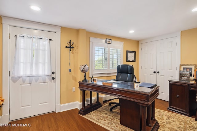 34 Sea View Ter, Highlands, NJ 07732 - office area featuring wood finished floors and recessed lighting