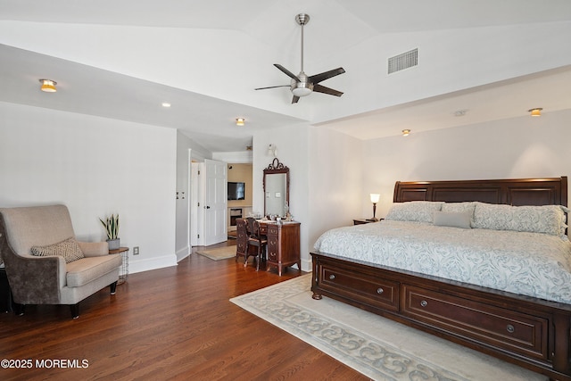 34 Sea View Ter, Highlands, NJ 07732 - bedroom featuring wood finished floors, lofted ceiling, and ceiling fan