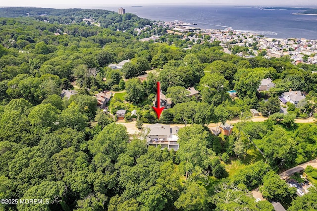 34 Sea View Ter, Highlands, NJ 07732 - aerial view of property's location featuring a large body of water and a forest