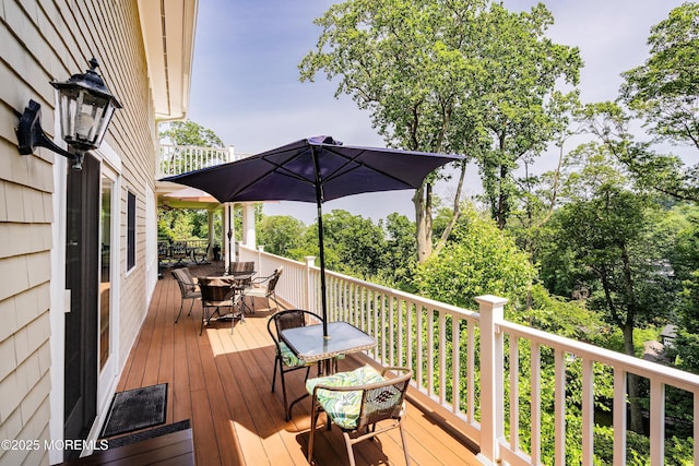 34 Sea View Ter, Highlands, NJ 07732 - wooden terrace with outdoor dining space