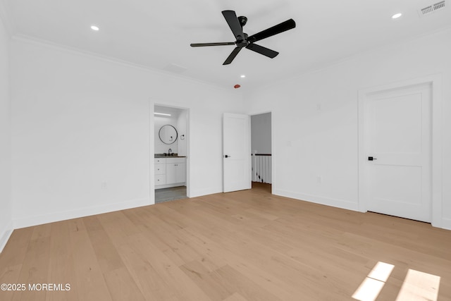 842 Arnold Ave Unit 4, Point Pleasant, NJ 08742 - unfurnished bedroom featuring crown molding, light wood-style floors, ensuite bath, and recessed lighting
