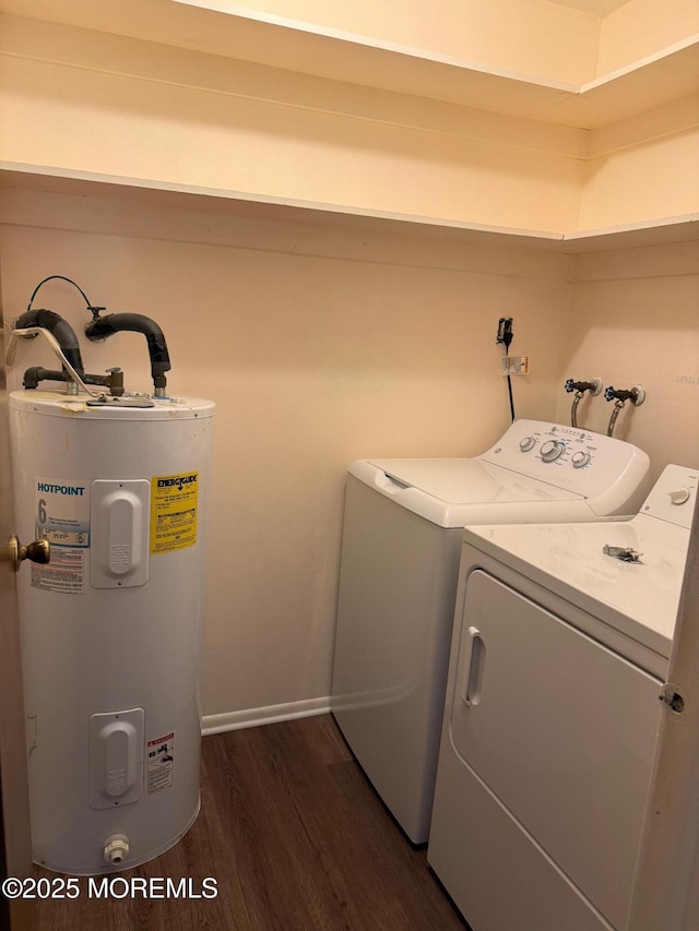 768D Hudson Pkwy, Whiting, NJ 08759 - washroom with water heater, dark wood-type flooring, and washer and clothes dryer