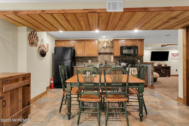 216 Main St, Port Monmouth, NJ 07758 - dining area with wooden ceiling, light stone finish flooring, and recessed lighting