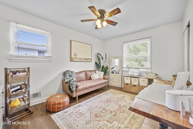 91 Newbury Rd, Howell, NJ 07731 - office area with a ceiling fan and wood finished floors