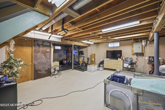 91 Newbury Rd, Howell, NJ 07731 - below grade area featuring electric panel and concrete block wall