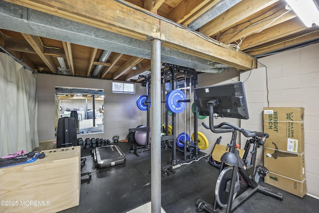 91 Newbury Rd, Howell, NJ 07731 - workout area with concrete block wall