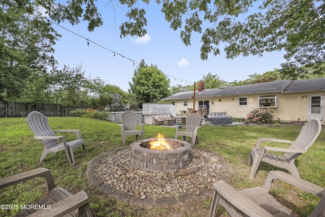 91 Newbury Rd, Howell, NJ 07731 - view of yard featuring a fire pit and a hot tub