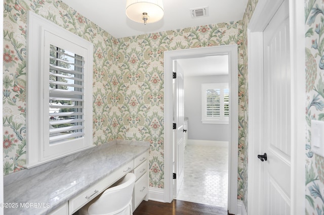 63 Bingham Ave, Rumson, NJ 07760 - bathroom with wallpapered walls, healthy amount of natural light, and wood finished floors