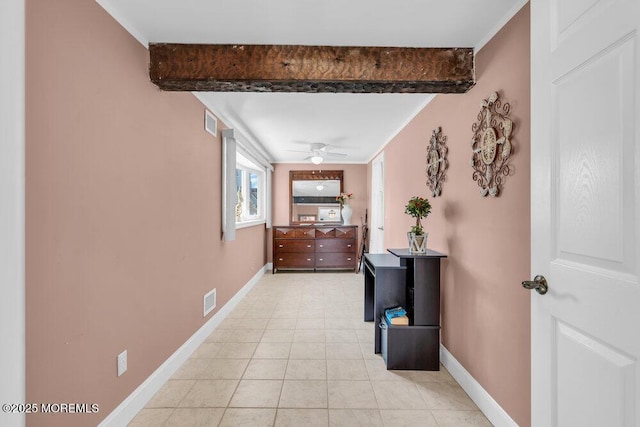 102 W Colony Rd, Lavallette, NJ 08735 - hallway with light tile patterned flooring and beam ceiling