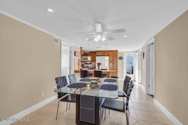 102 W Colony Rd, Lavallette, NJ 08735 - dining space featuring ceiling fan, recessed lighting, and light tile patterned floors