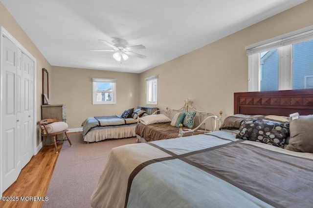 102 W Colony Rd, Lavallette, NJ 08735 - bedroom featuring light wood finished floors, a ceiling fan, and a closet