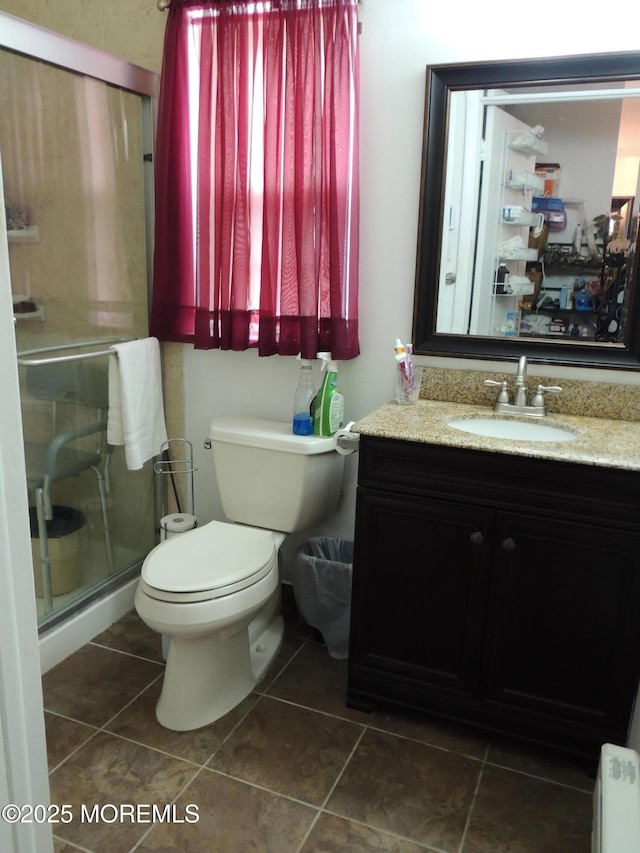 455A Chesterfield Ct, Manchester, NJ 08759 - full bath with vanity, a stall shower, and tile patterned floors