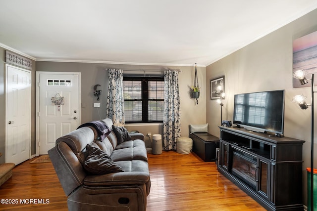 103 Village Green Way, Hazlet, NJ 07730 - living room featuring ornamental molding and light wood-type flooring
