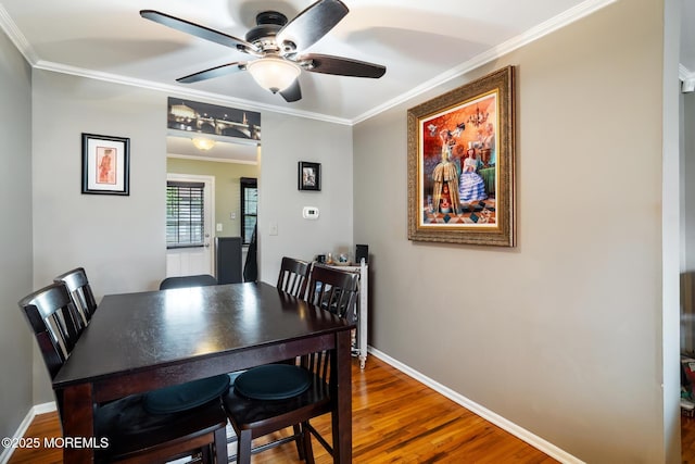 103 Village Green Way, Hazlet, NJ 07730 - dining space with ceiling fan, ornamental molding, and wood finished floors