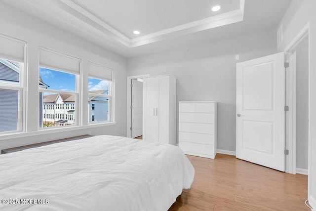 25 Signal Ave, Oceanport, NJ 07757 - bedroom with ornamental molding, a raised ceiling, wood finished floors, and recessed lighting