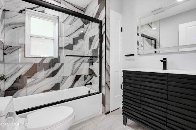 30 Stuyvesant Rd, Brick, NJ 08723 - full bath featuring bath / shower combo with glass door, vanity, and marble look tiles