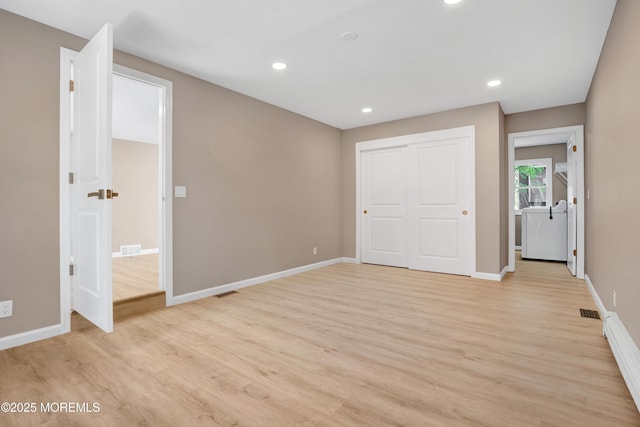 30 Stuyvesant Rd, Brick, NJ 08723 - unfurnished bedroom featuring washer / clothes dryer, light wood-style floors, a closet, and recessed lighting