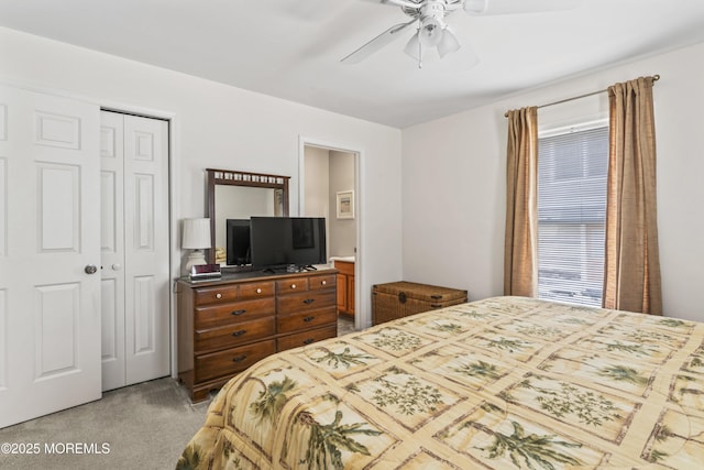 21 Seabreeze Rd, Toms River, NJ 08753 - bedroom with light carpet, a closet, and ceiling fan