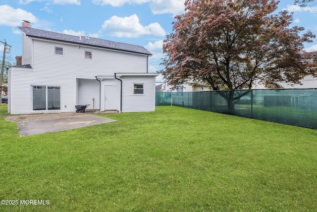 131 3rd St, Keyport, NJ 07735 - back of house with a chimney, a patio, and a fenced backyard