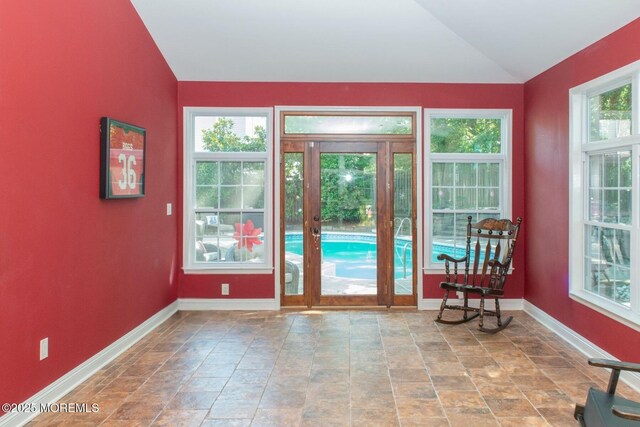 223 Kelly Lynn Ln, Brick, NJ 08724 - entryway featuring lofted ceiling and stone finish floors