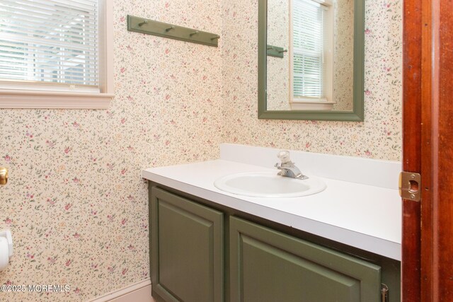 223 Kelly Lynn Ln, Brick, NJ 08724 - bathroom with wallpapered walls and vanity
