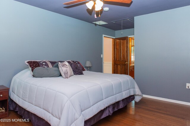 223 Kelly Lynn Ln, Brick, NJ 08724 - bedroom featuring attic access, wood finished floors, and ceiling fan