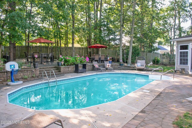 223 Kelly Lynn Ln, Brick, NJ 08724 - view of pool featuring a patio area, a fenced backyard, and outdoor dining space