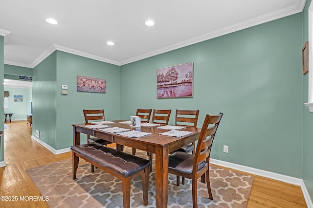 384 Gerry Rd, North Brunswick, NJ 08902 - dining area with light wood-style flooring, crown molding, and recessed lighting