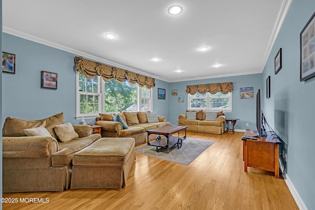 384 Gerry Rd, North Brunswick, NJ 08902 - living area with crown molding, light wood-style flooring, and recessed lighting