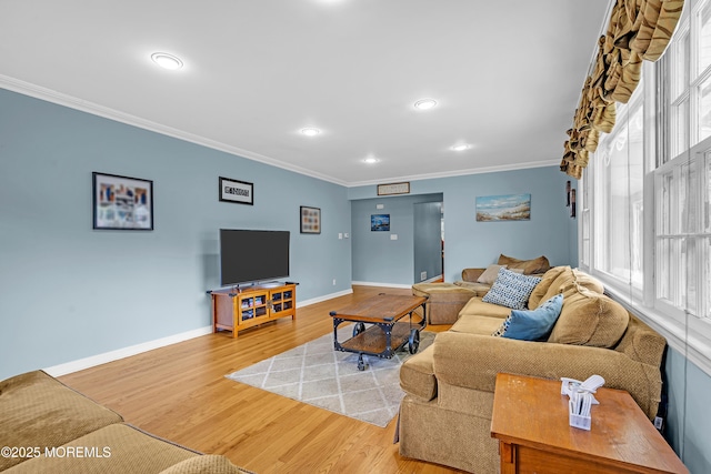 384 Gerry Rd, North Brunswick, NJ 08902 - living area featuring crown molding, wood finished floors, recessed lighting, and healthy amount of natural light