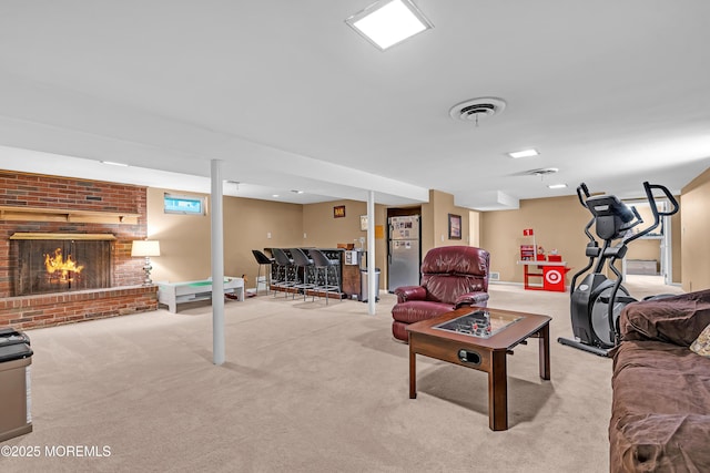 384 Gerry Rd, North Brunswick, NJ 08902 - living area featuring carpet, a fireplace, and bar area