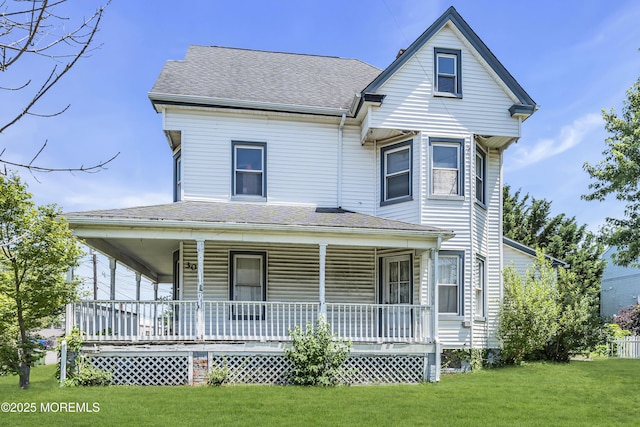 300 Atkins Ave, Neptune Township, NJ 07753 - view of front facade featuring covered porch, a front lawn, and roof with shingles