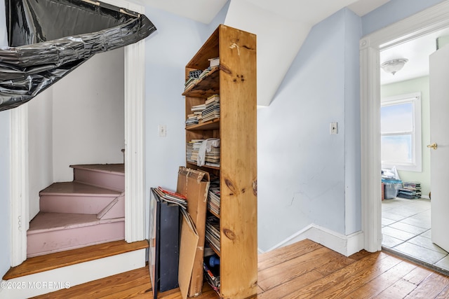 300 Atkins Ave, Neptune Township, NJ 07753 - stairway with hardwood / wood-style flooring and baseboards
