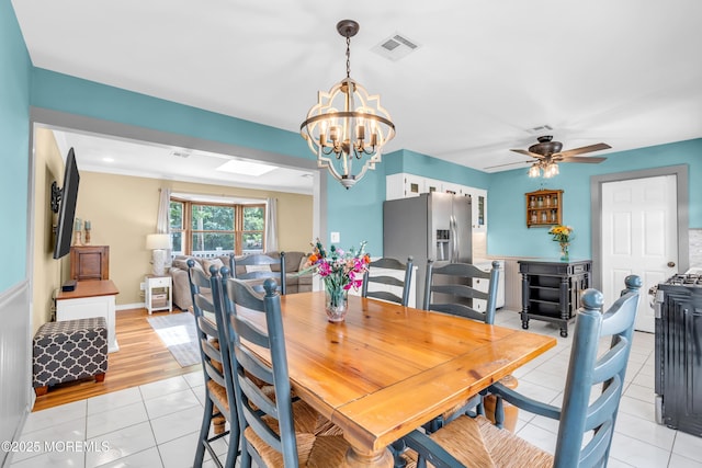 1425 Birmingham Ave, Toms River, NJ 08757 - dining space with a chandelier, light tile patterned flooring, and ceiling fan