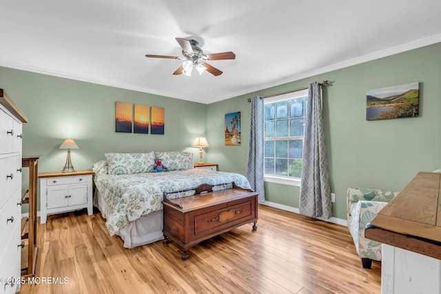 1425 Birmingham Ave, Toms River, NJ 08757 - bedroom featuring ornamental molding, light wood-type flooring, and a ceiling fan