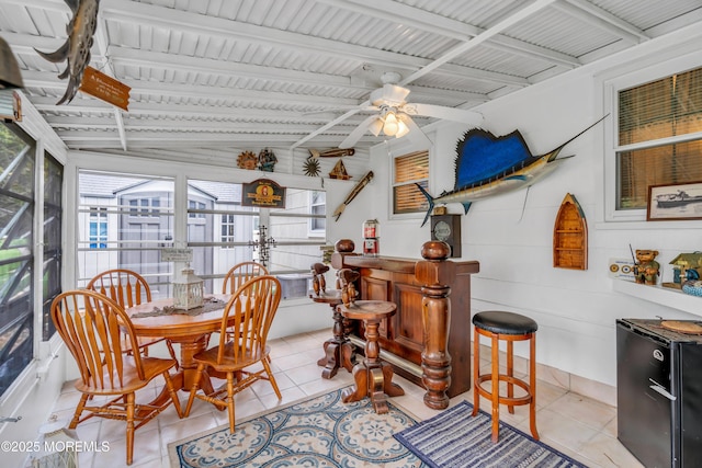 106 Northumberland Dr, Toms River, NJ 08757 - sunroom / solarium with ceiling fan and beamed ceiling