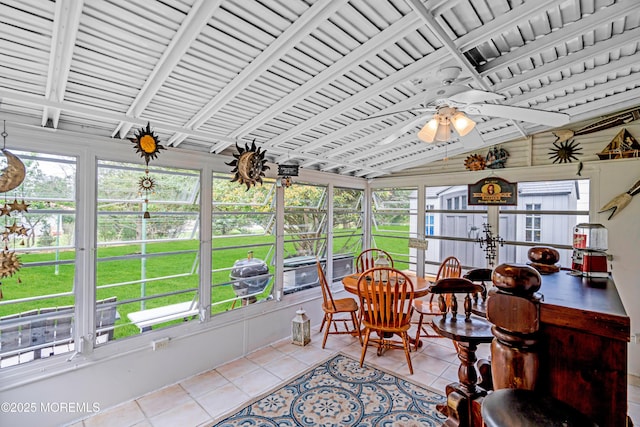 106 Northumberland Dr, Toms River, NJ 08757 - sunroom with a ceiling fan and vaulted ceiling