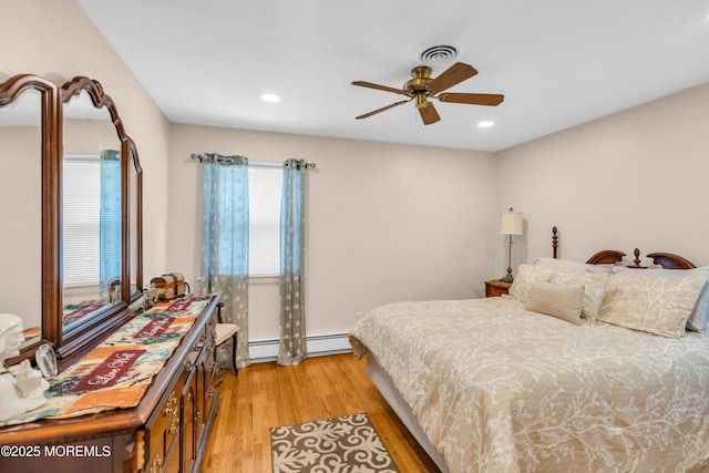 106 Northumberland Dr, Toms River, NJ 08757 - bedroom with light wood-type flooring, recessed lighting, and a ceiling fan
