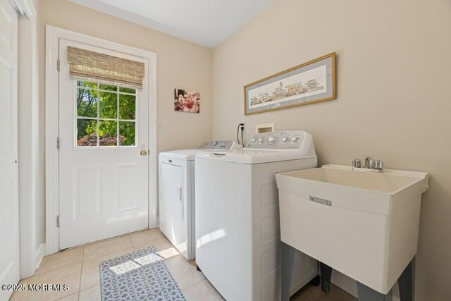 9 Wide Horizons Dr, Colts Neck, NJ 07722 - laundry room with independent washer and dryer and light tile patterned floors