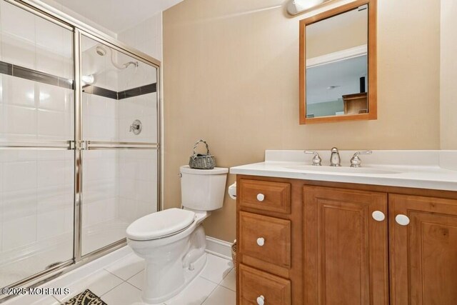 9 Wide Horizons Dr, Colts Neck, NJ 07722 - bathroom with vanity, a stall shower, and tile patterned flooring
